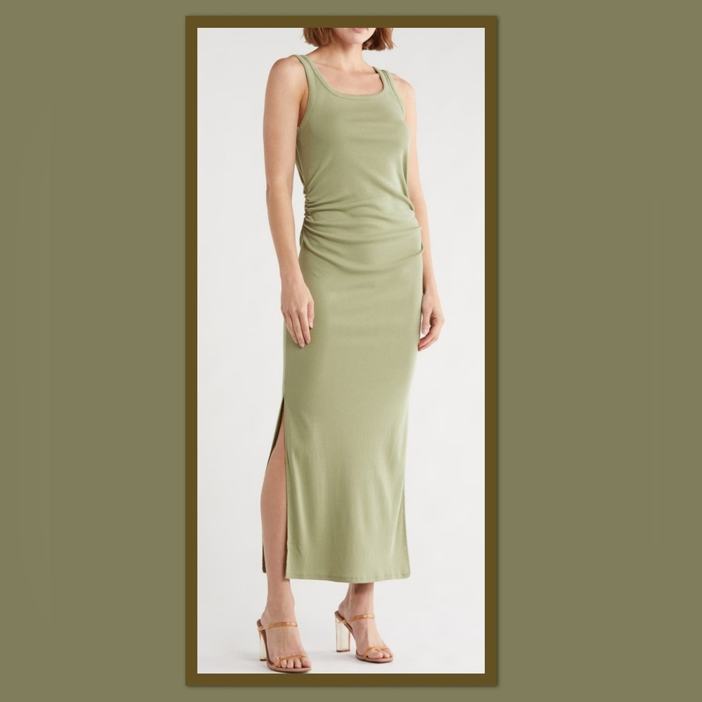 MELROSE AND MARKET RUCHED SIDE MAXI TANK DRESS